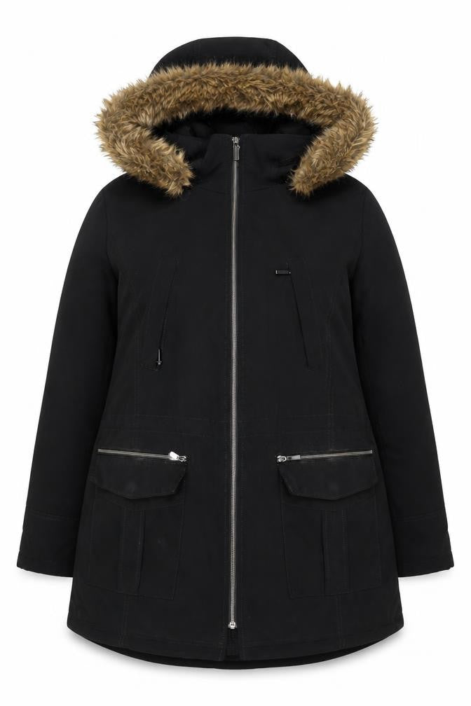 CRAFT & BORROW Womens Black Parka Coat Size XL Zip