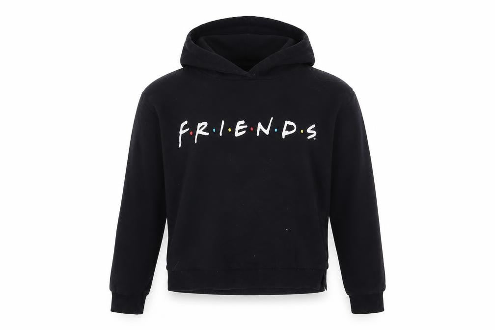 FRIENDS Girls Black Cotton Pullover Hoodie Size 11-12 Years Pullover