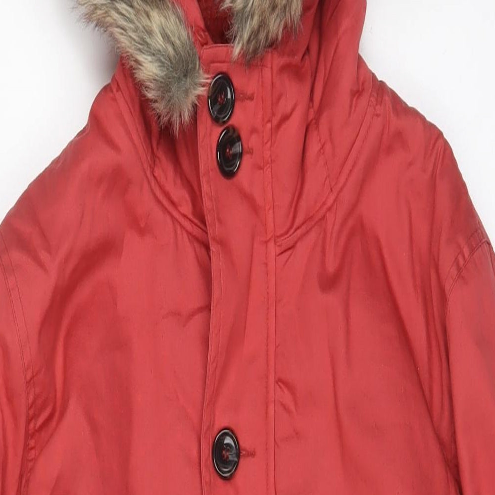Cotton Traders Womens Pink Parka Coat Size XS Zip