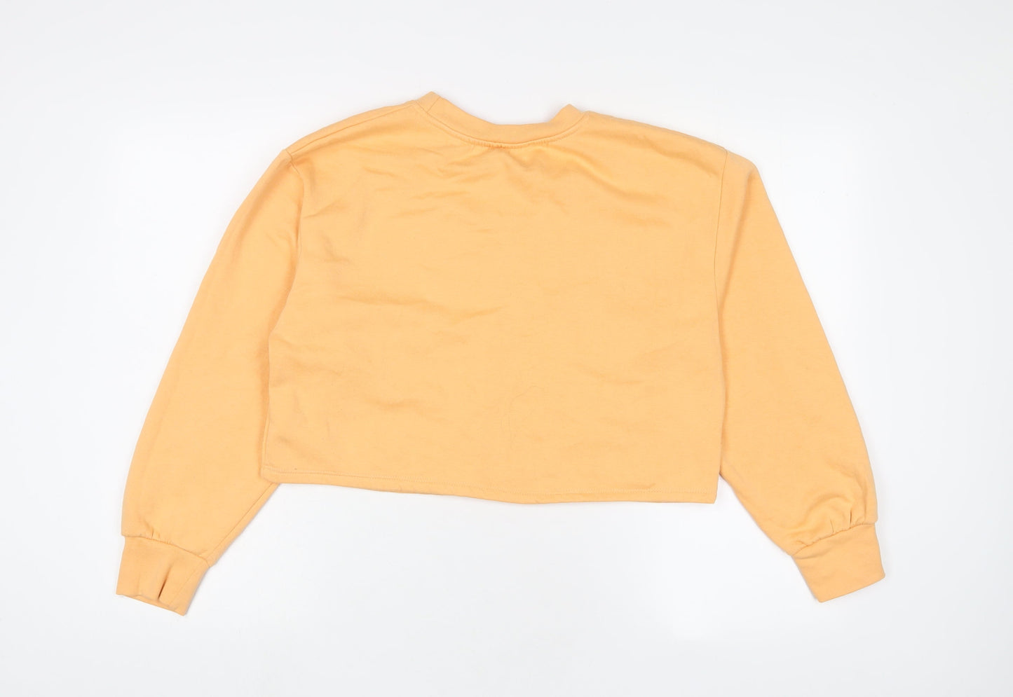 Zara Womens Orange Cotton Pullover Sweatshirt Size M Pullover