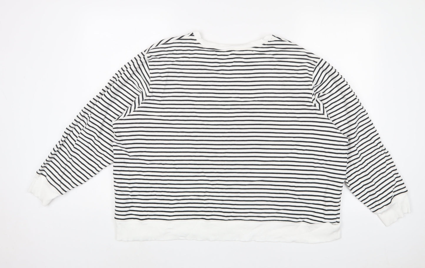 Marks and Spencer Womens White Striped Cotton Pullover Sweatshirt Size XL Pullover