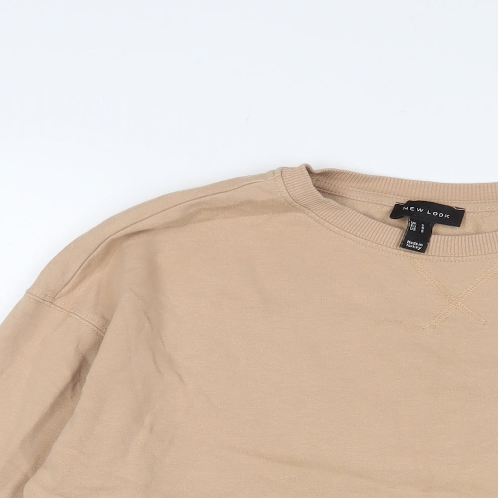 New Look Womens Beige Cotton Pullover Sweatshirt Size S Pullover
