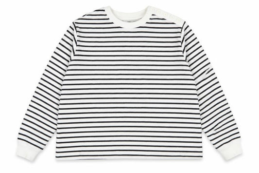 Marks and Spencer Womens White Striped Cotton Pullover Sweatshirt Size XL Pullover - Buttons