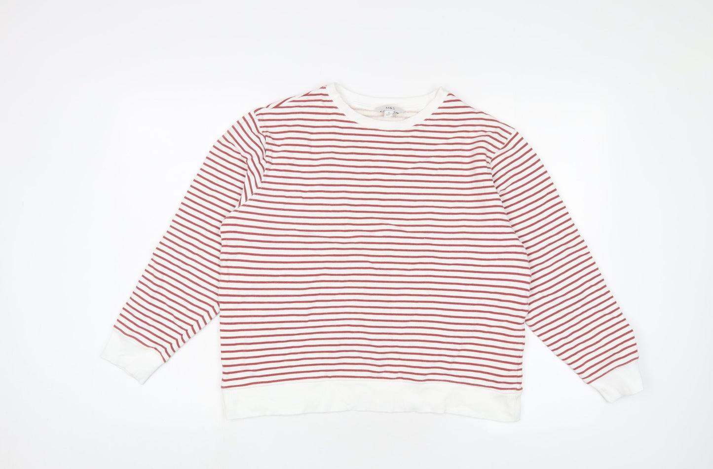 Marks and Spencer Womens Brown Striped Cotton Pullover Sweatshirt Size M Pullover