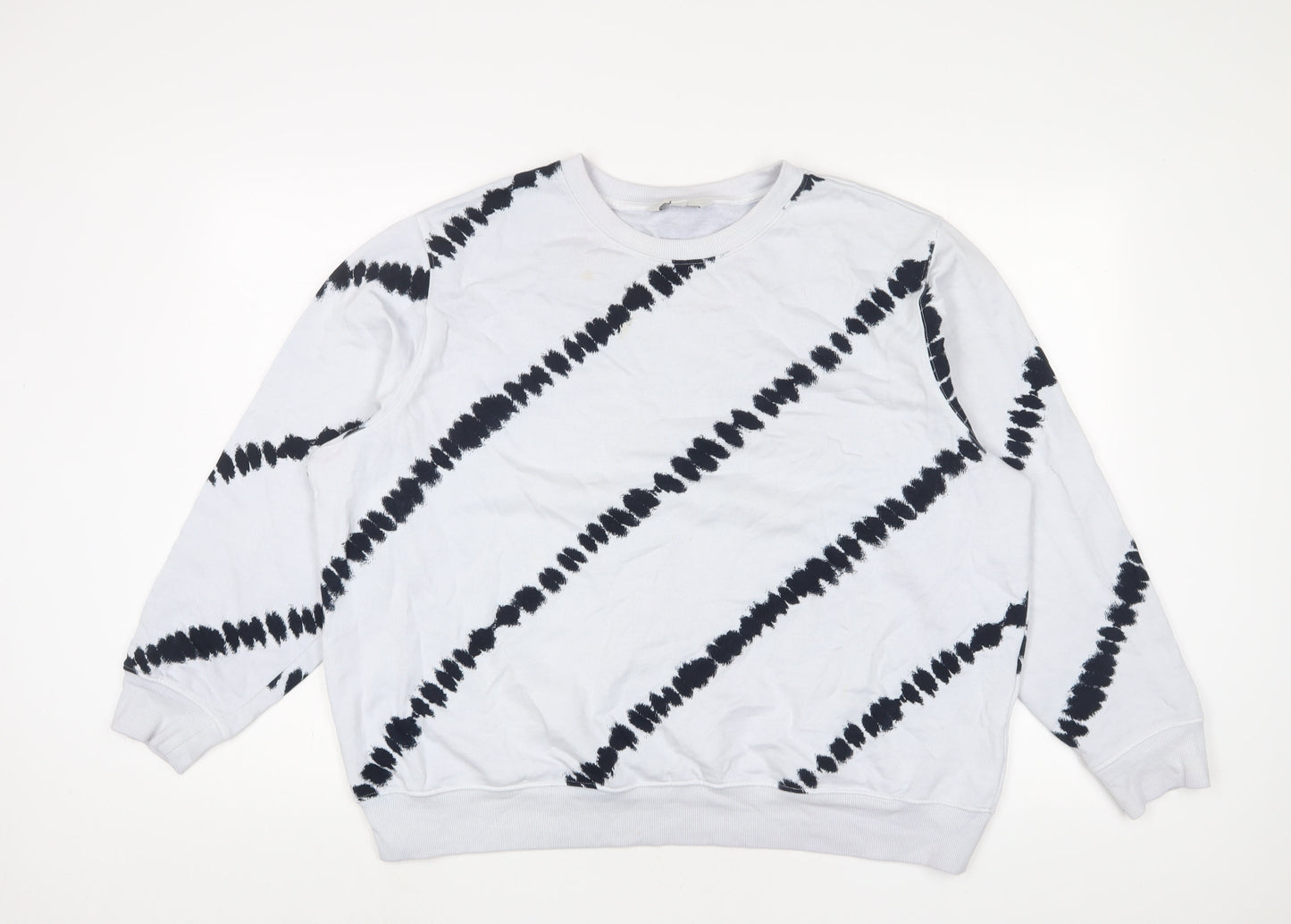 Marks and Spencer Womens White Geometric Cotton Pullover Sweatshirt Size M Pullover