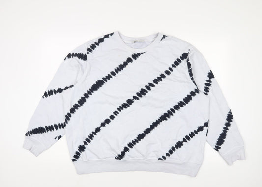 Marks and Spencer Womens White Geometric Cotton Pullover Sweatshirt Size M Pullover