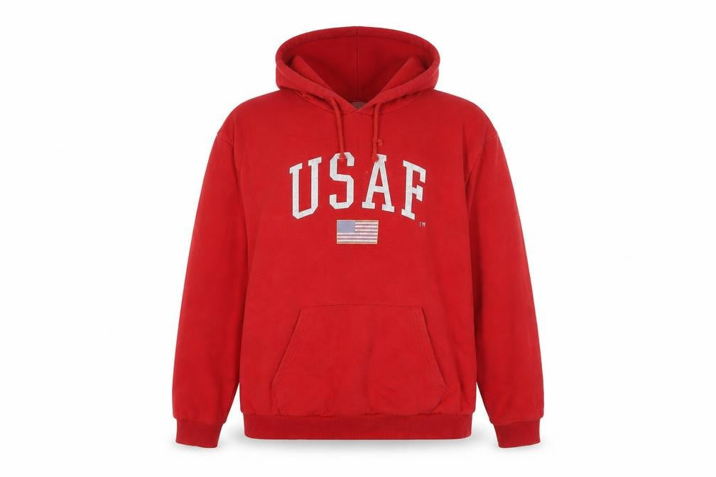 USAF Womens Red Cotton Pullover Hoodie Size 16 Pullover