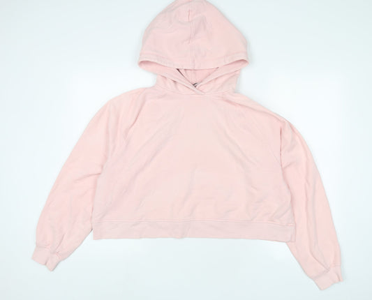 H&M Womens Pink Cotton Pullover Hoodie Size L Pullover