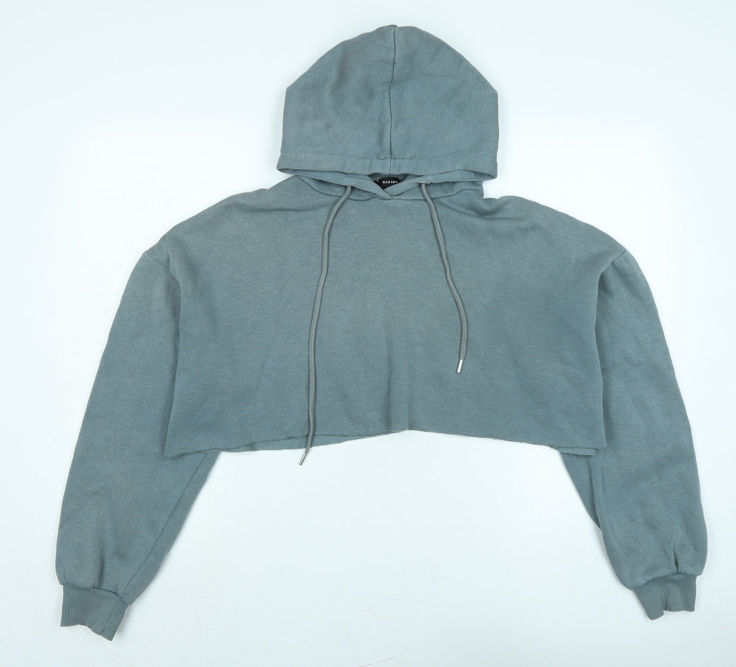 RISING Womens Grey Polyester Pullover Hoodie Size M - Cropped