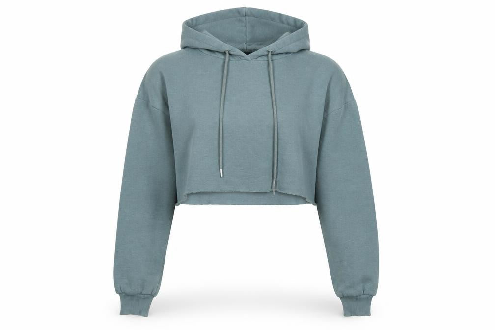 RISING Womens Grey Polyester Pullover Hoodie Size M - Cropped