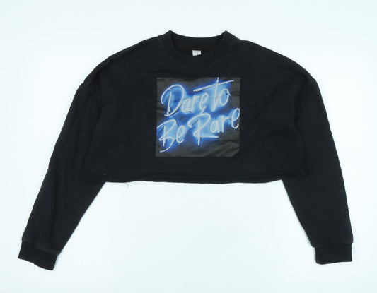 Miss London Womens Black Polyester Pullover Sweatshirt Size S