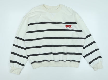 H&M Womens White Polyester Pullover Sweatshirt Size S