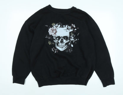 AX Paris Womens Black Polyester Pullover Sweatshirt Size L