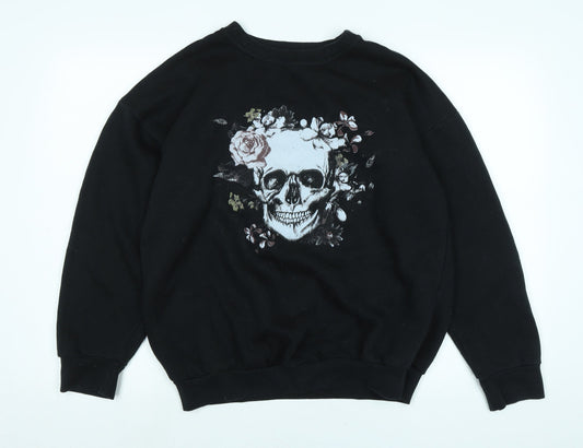 AX Paris Womens Black Polyester Pullover Sweatshirt Size L