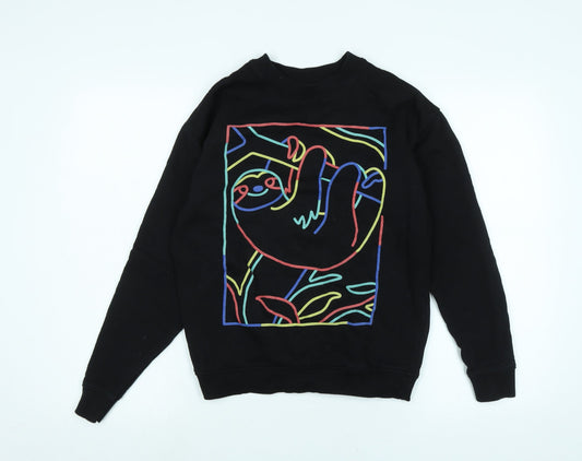 Teemil Womens Black Polyester Pullover Sweatshirt Size 10