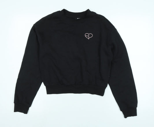 Divided Womens Black Polyester Pullover Sweatshirt Size XS