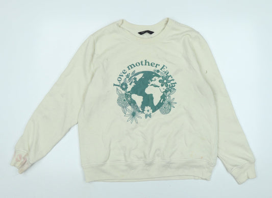 Marks and Spencer Womens Ivory Polyester Pullover Sweatshirt Size 14