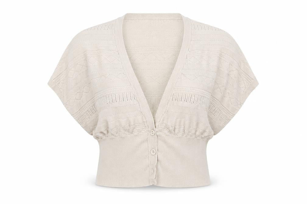 FatFace Womens Beige V-Neck 100% Cotton Cardigan Jumper Size 16