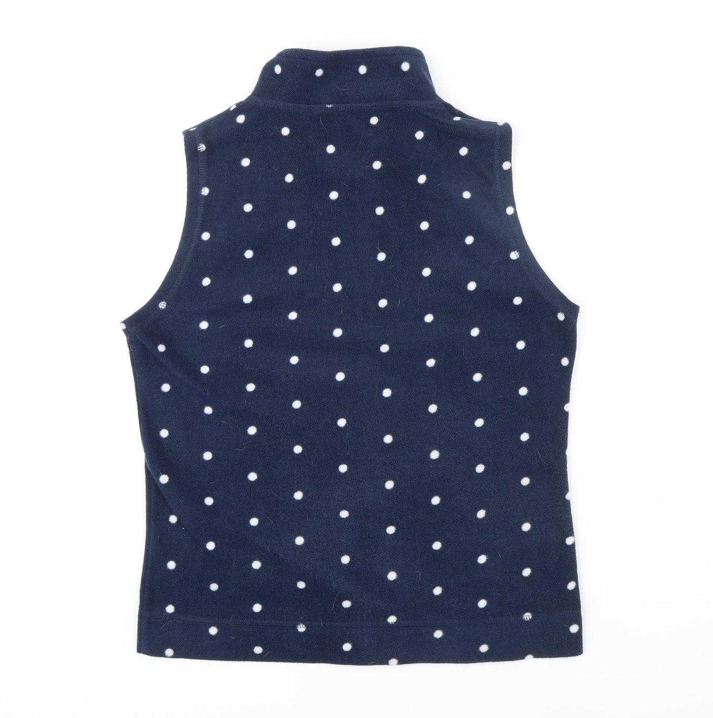 Isle Womens Blue Polka Dot Gilet Waistcoat Size S Zip