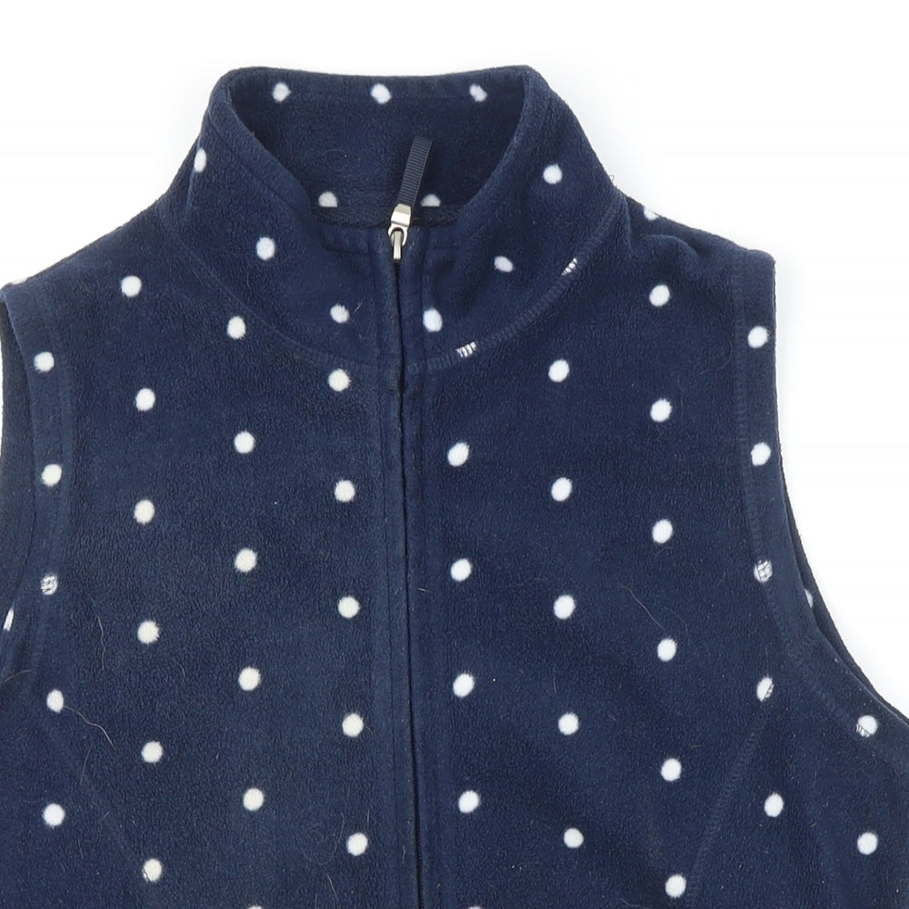 Isle Womens Blue Polka Dot Gilet Waistcoat Size S Zip