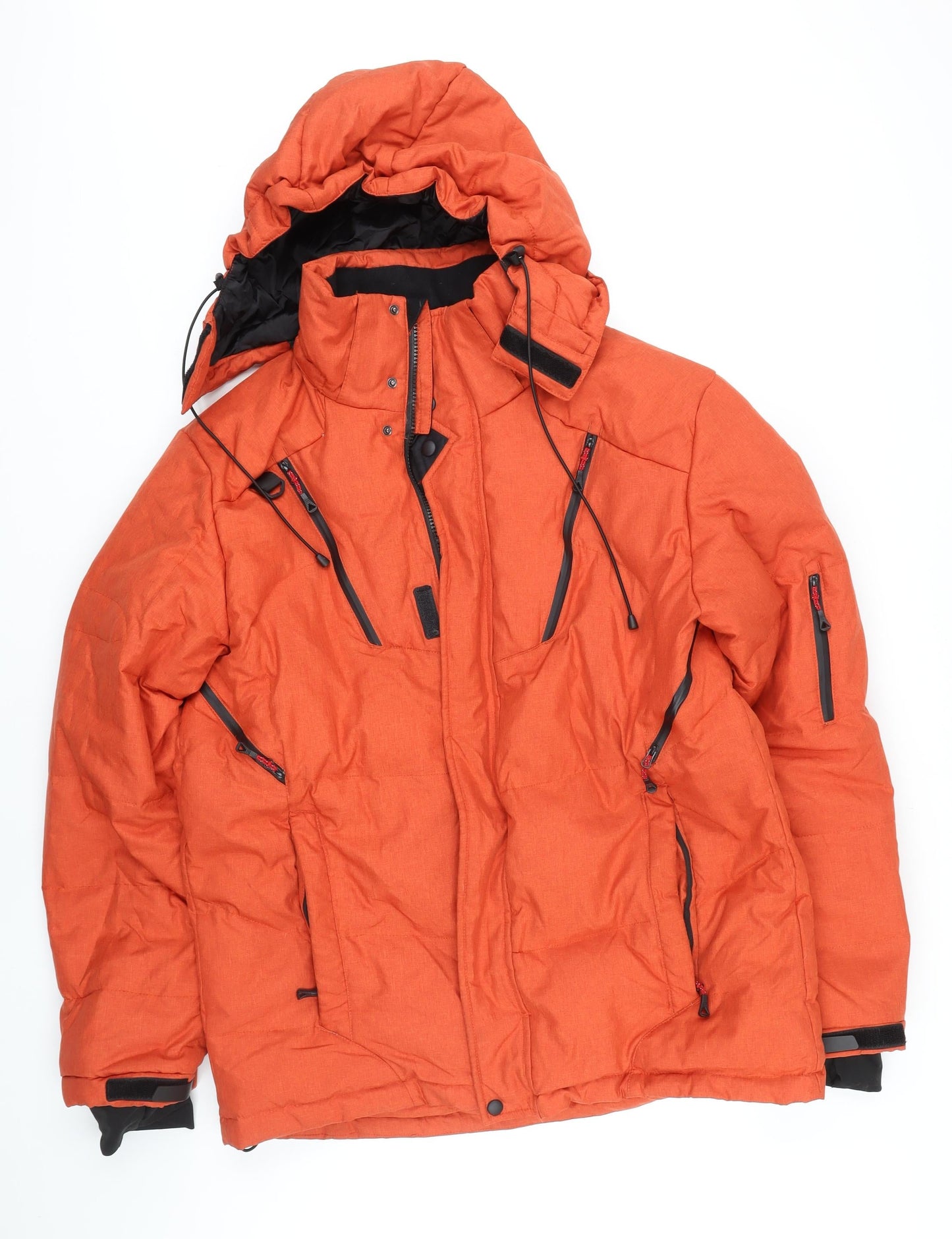 Down Fkow Mens Orange Jacket Coat Size L Zip