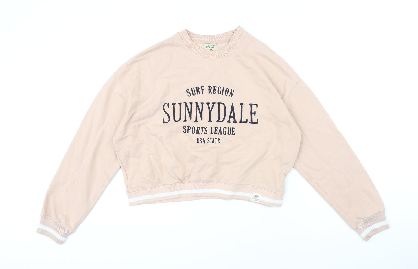 Pull&Bear Womens Pink Cotton Pullover Sweatshirt Size XS