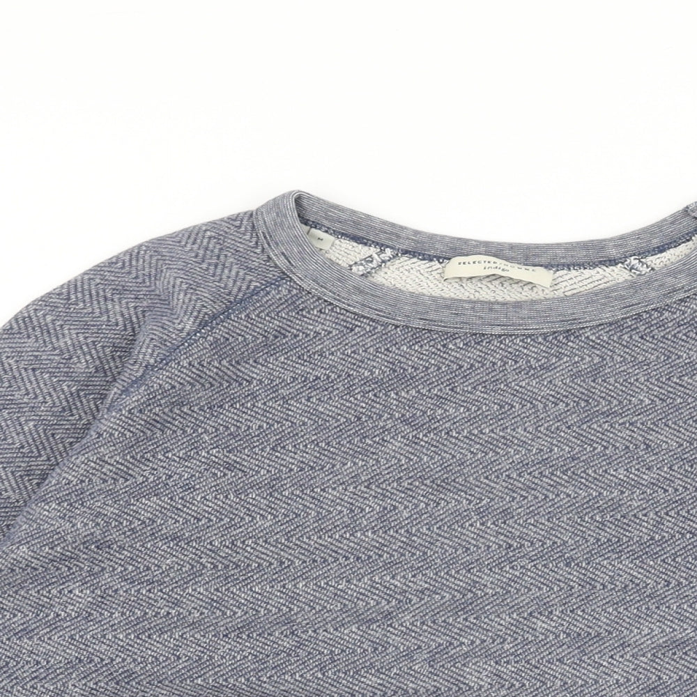 Selected Homme Mens Blue Cotton Pullover Sweatshirt Size M