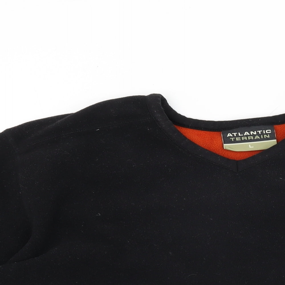 Atlantic Terrain Mens Black Polyester T-Shirt Size L V-Neck
