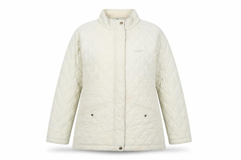 Mountain Life Womens Beige Quilted Coat Size 16 Zip