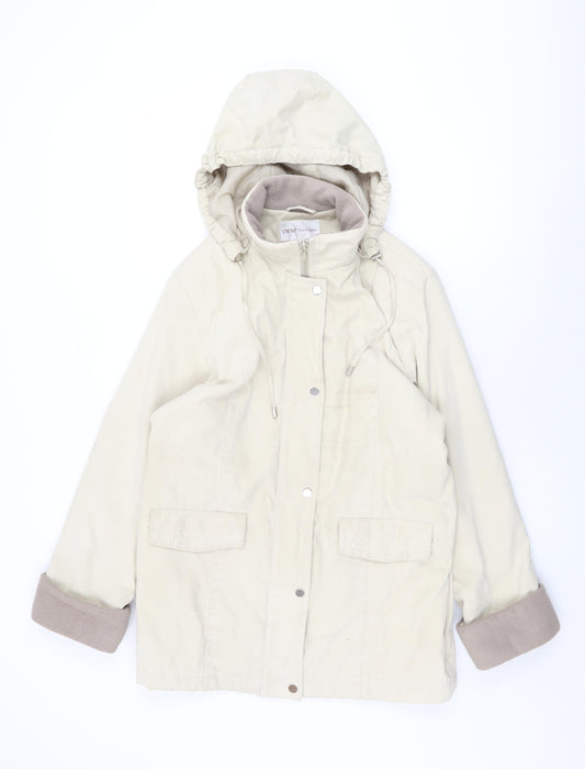 EWM Womens Beige Overcoat Coat Size 14 Zip