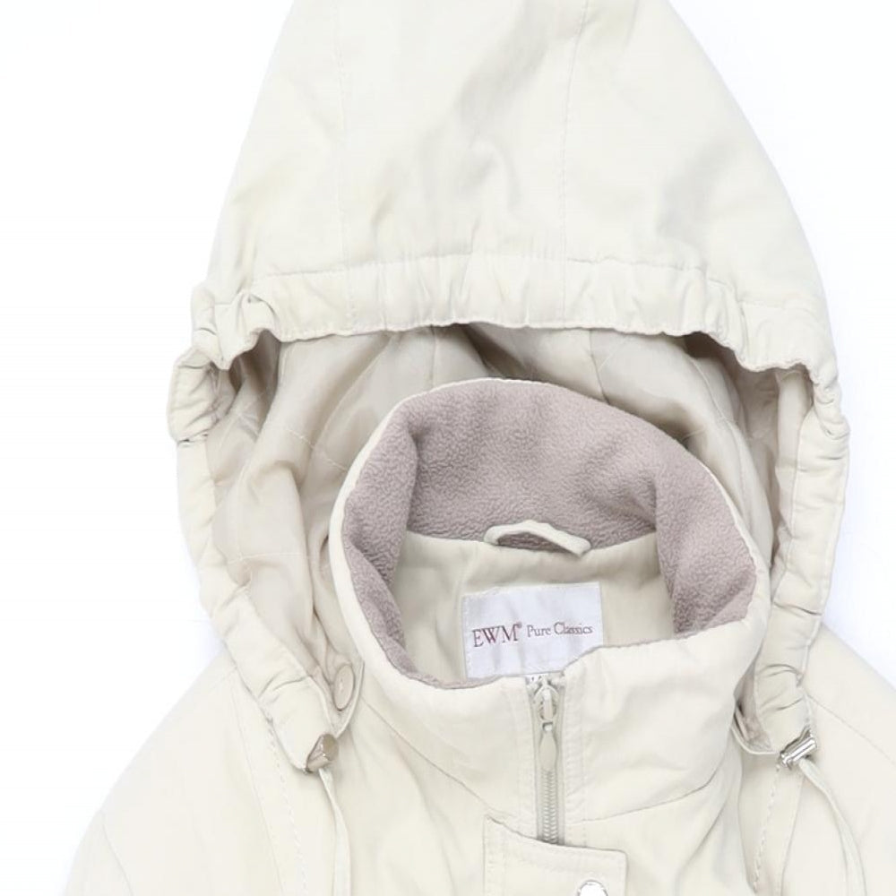 EWM Womens Beige Overcoat Coat Size 14 Zip