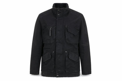 Front view of ESPRIT men’s black jacket coat, size S, zip