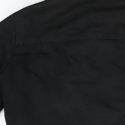 Brand and care label for ESPRIT men’s black jacket coat, size S, zip