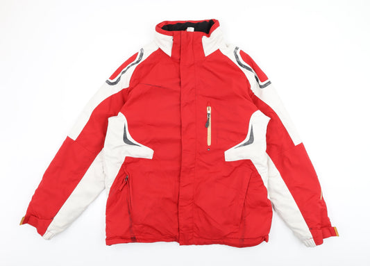 Wed'ze Mens Red Rain Coat Coat Size L Zip