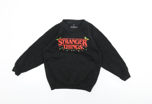 Stranger Things Girls Black Cotton Pullover Sweatshirt Size M Pullover - Stranger Things, Christmas Jumper