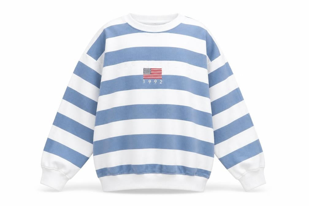 Daisy Street Womens White Striped Cotton Pullover Sweatshirt Size 8 Pullover - Los Angeles