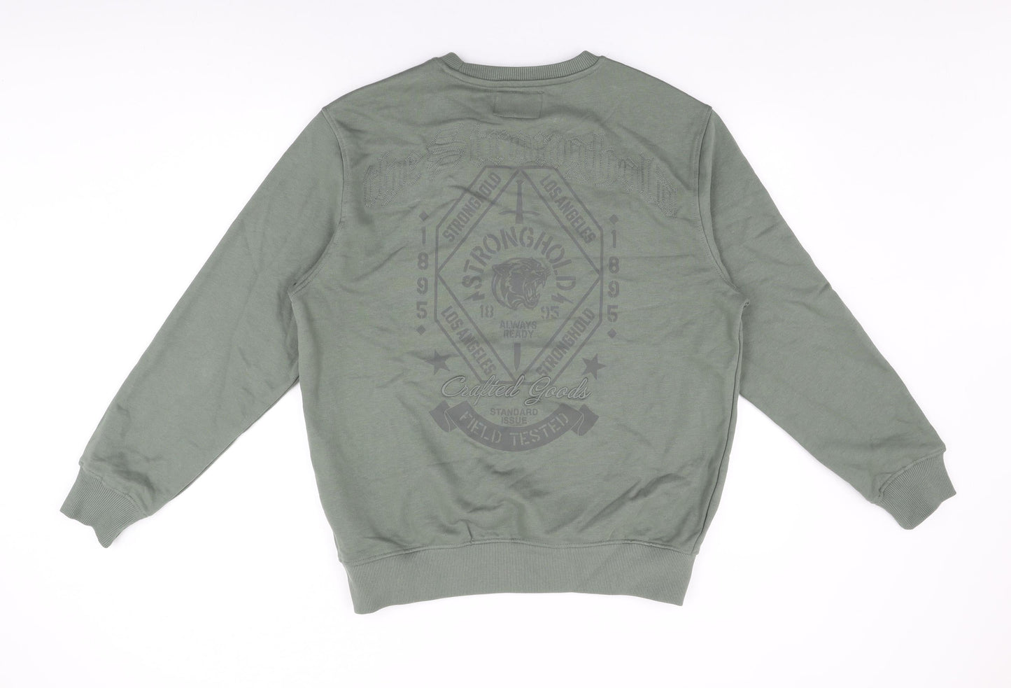 The Stronghold Mens Green Cotton Pullover Sweatshirt Size M