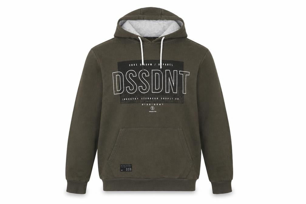 Dissident Mens Green Cotton Pullover Hoodie Size S - Dissident Logo