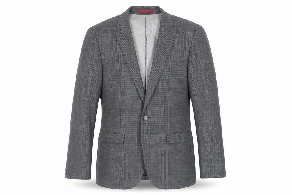 Ventuno 21 Mens Grey Geometric Polyester Jacket Suit Jacket Size 38 Regular