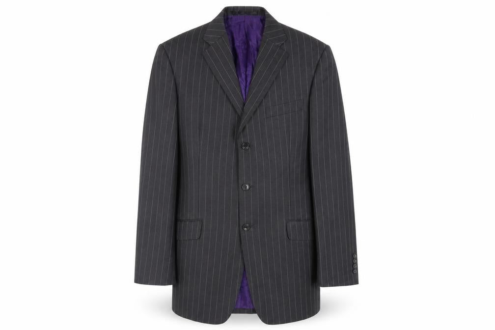 Marks & Spencer Mens Grey Striped Wool Jacket Suit Jacket Size 40 Regular