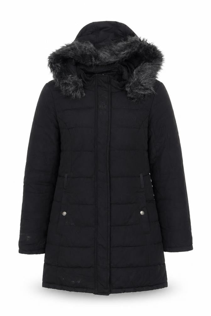 Pineapple Womens Black Quilted Coat Size 10 Zip - Hooded Logo