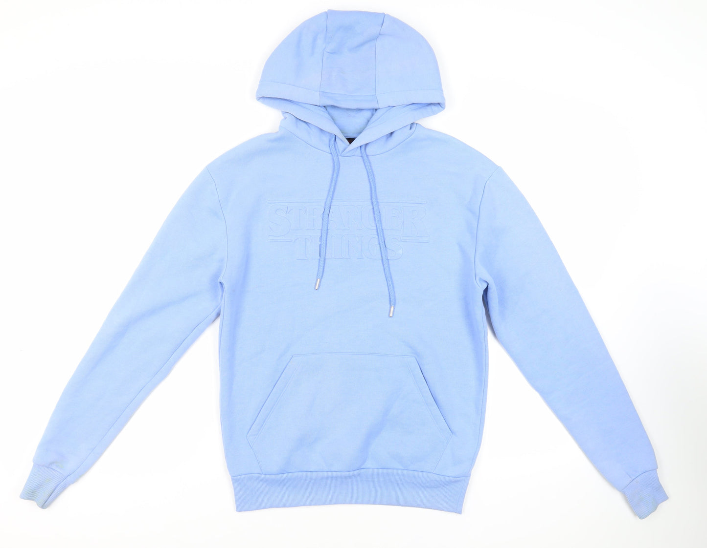 Stranger Things Mens Blue Polyester Pullover Hoodie Size XS - Logo Pockets