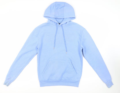 Preloved Stranger Things Mens Blue Polyester Pullover Hoodie Size XS - Logo Pockets - Front