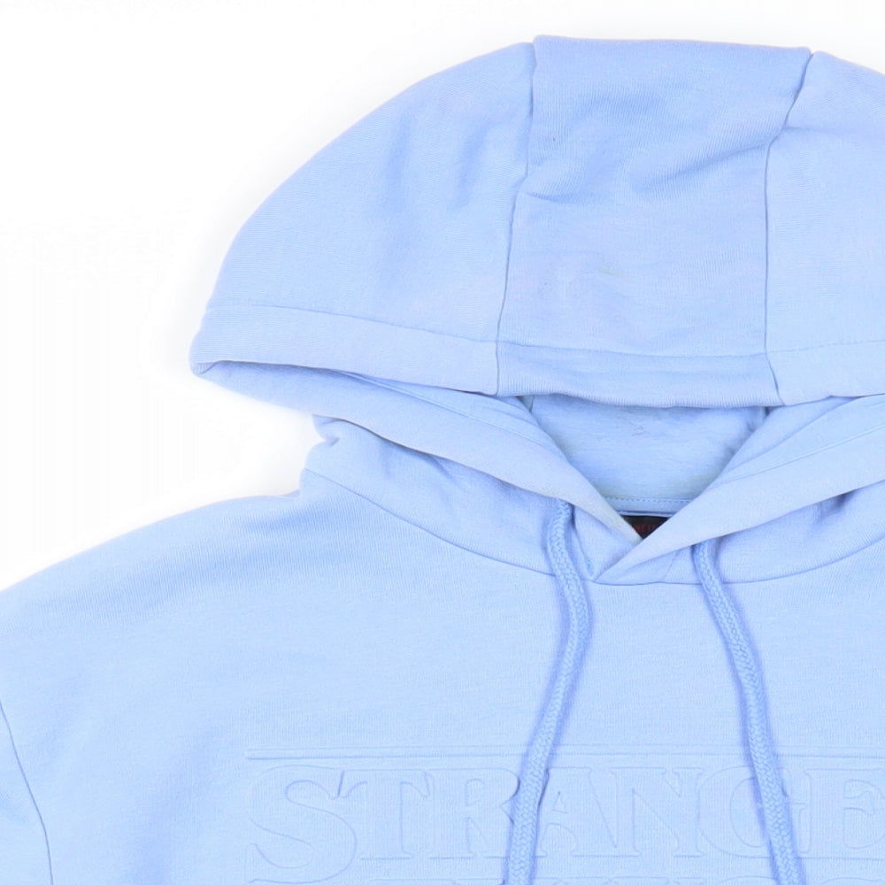 Stranger Things Mens Blue Polyester Pullover Hoodie Size XS - Logo Pockets