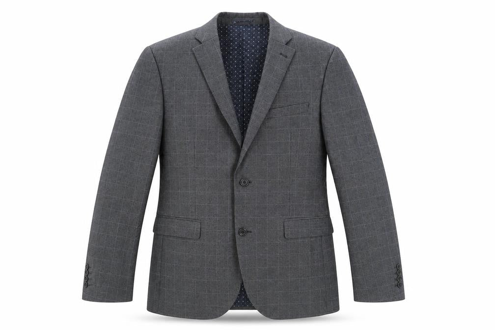 NEXT Mens Grey Plaid Polyester Jacket Suit Jacket Size 40 Regular