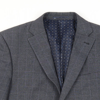 Next Mens Grey Plaid Polyester Jacket Suit Jacket Size 40 Regular