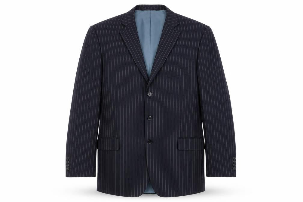 Marks & Spencer Mens Blue Striped Polyester Jacket Suit Jacket Size 44 Regular