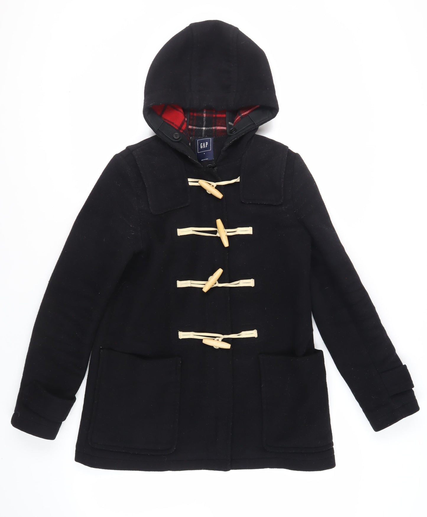 Gap Womens Black Pea Coat Coat Size S Zip - Duffle Coat Hooded