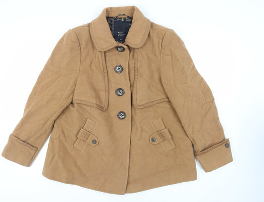 Betty Jackson Black Womens Beige Pea Coat Coat Size 18 Button