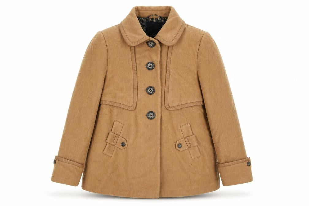Betty Jackson Black Womens Beige Pea Coat Coat Size 18 Button